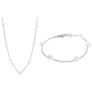 JwL Luxury Pearls Zvýhodnená perlová súprava šperkov JL0353 a JL0355 (náramok, náhrdelník)