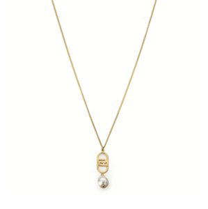 Liu Jo Pozlátený náhrdelník s logom a perlou Fashion LJ2208