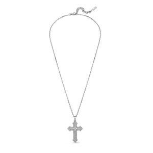 Police Pánsky oceľový náhrdelník Kríž s kryštálmi Stoneset PEAGN0036501