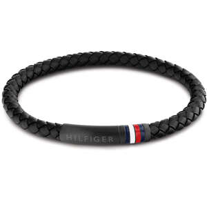 Tommy Hilfiger Čierny kožený náramok s oceľovým zapínaním 2790403