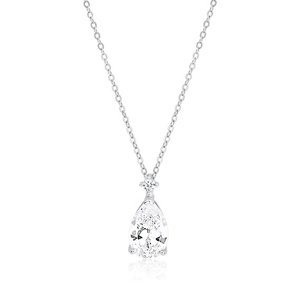 Klenoty Amber Luxusný strieborný náhrdelník s kvapkou zo zirkónu