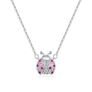 Klenoty Amber Luxusný náhrdelník lienka - ružový zirkón