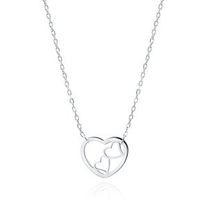 Klenoty Amber Strieborný náhrdelník - trojité srdce