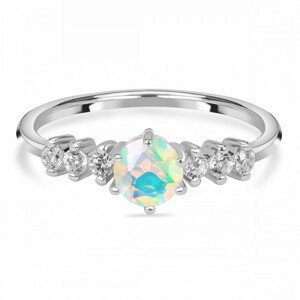 Klenoty Amber Luxusný strieborný prsteň s opálom a topazmi Soulmate Veľkosť: 52