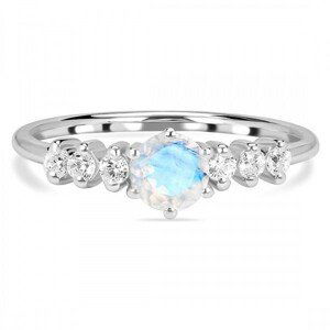 Klenoty Amber Luxusný strieborný prsteň s mesačným kameňom a topazy Dream Veľkosť: 52