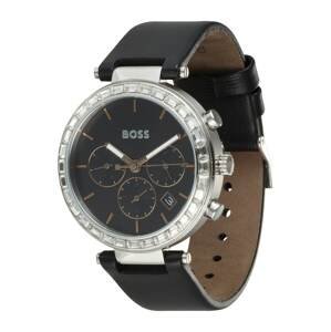 BOSS Black Analógové hodinky  striebornosivá / čierna / priehľadná