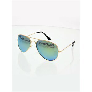 VeyRey Slnečné okuliare zrkadlové pilotky zlaté obrúčky zelené sklá