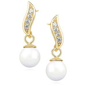 OLIVIE Strieborné perlové náušnice GOLD so zirkónmi 3046 Ag 925; ≤1,6 g.