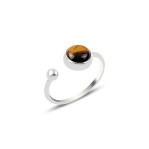 OLIVIE Stieborný prsteň TIGRIE OKO - nastaviteľná veľkosť 4055 Ag 925; 2,6 g.