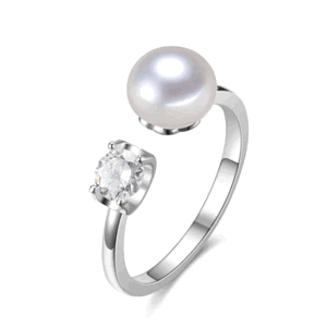 OLIVIE Strieborný prsteň perla BUTTON 7608 Ag 925; ≤2,1 g.