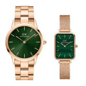 Daniel Wellington DW Iconic Link Emerald + Quadro Pressed Melrose 36mm Ružové zlato