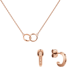 Daniel Wellington DW Elan Unity Necklace + Elan Earrings One size Ružové zlato