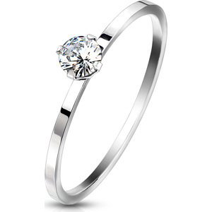 Oceľový prsteň s okrúhlym zirkónom Veľkosť prstenu: 59