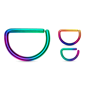 Farbený oceľový krúžok s rovnou časťou - rozbaľovací Farba: Aurora borealis / dúhová, Veľkosť piercingu: 1 mm x 8 mm